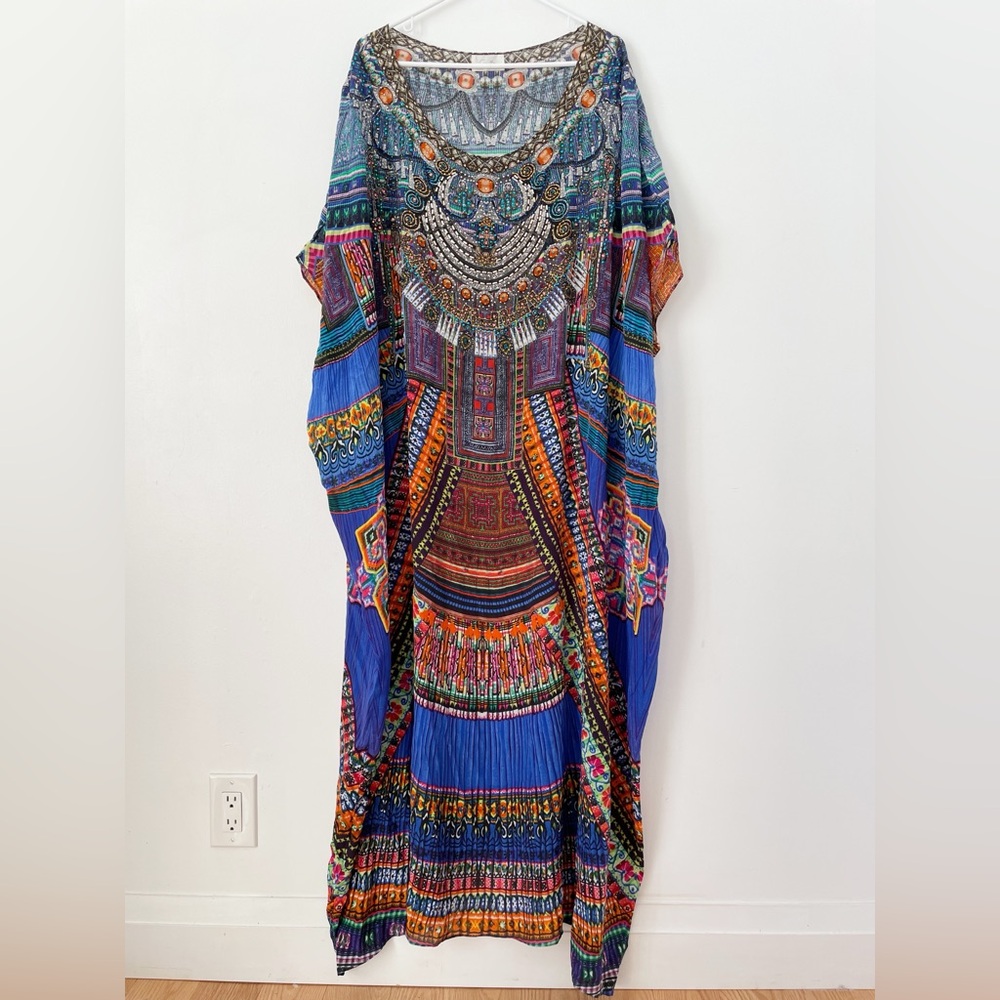 Camilla Crystal  Round Neck Kaftan Maxi Dress in Ancient Paj Ndau - Picture 5 of 16